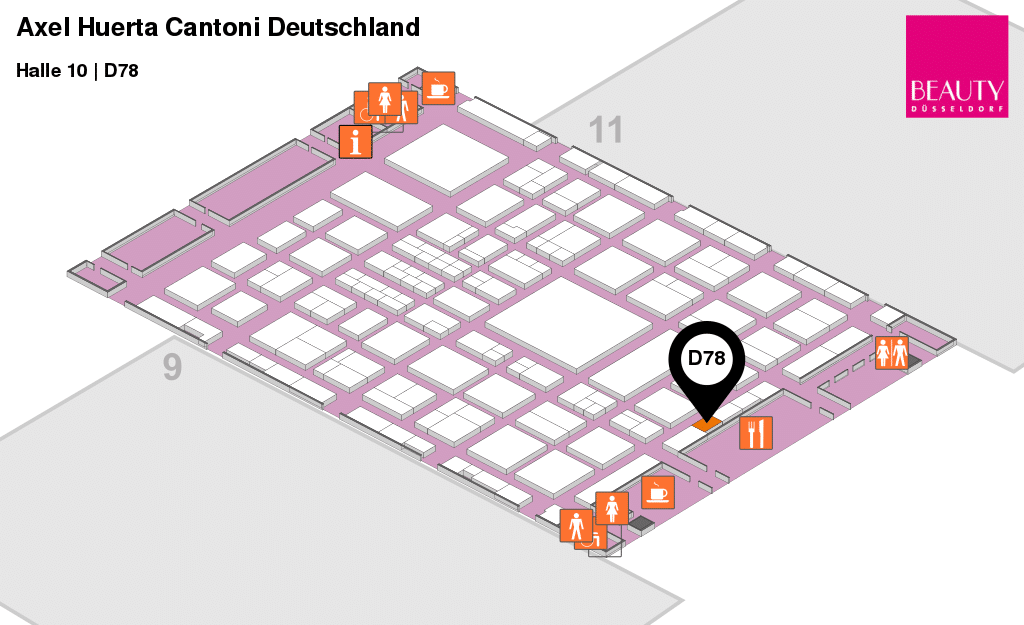 Hallenplan für Cantoni Deutschland auf der Beauty Düsseldorf